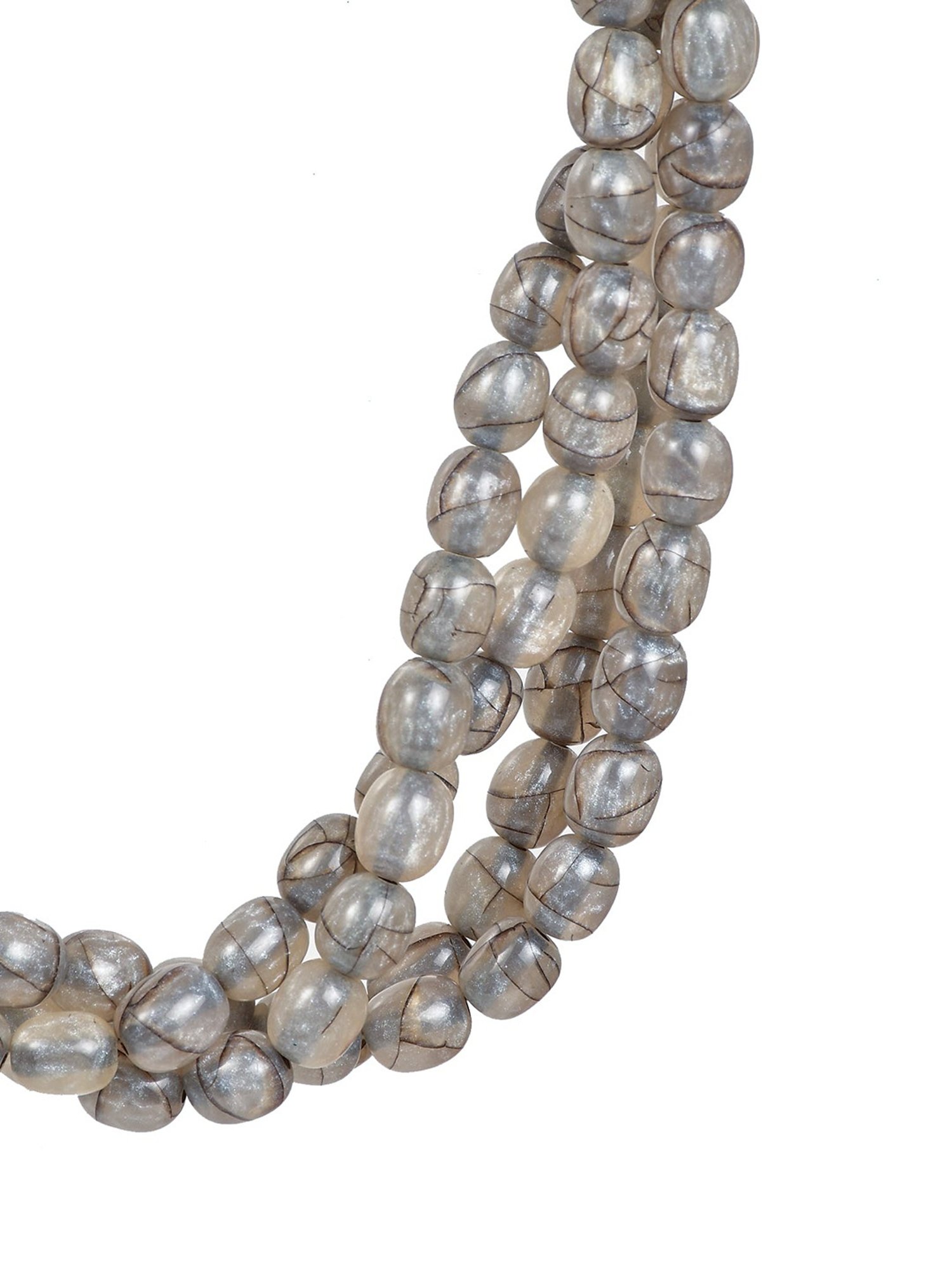 Imli Street Grey Resin Beaded Handcrafted Tribal Necklace