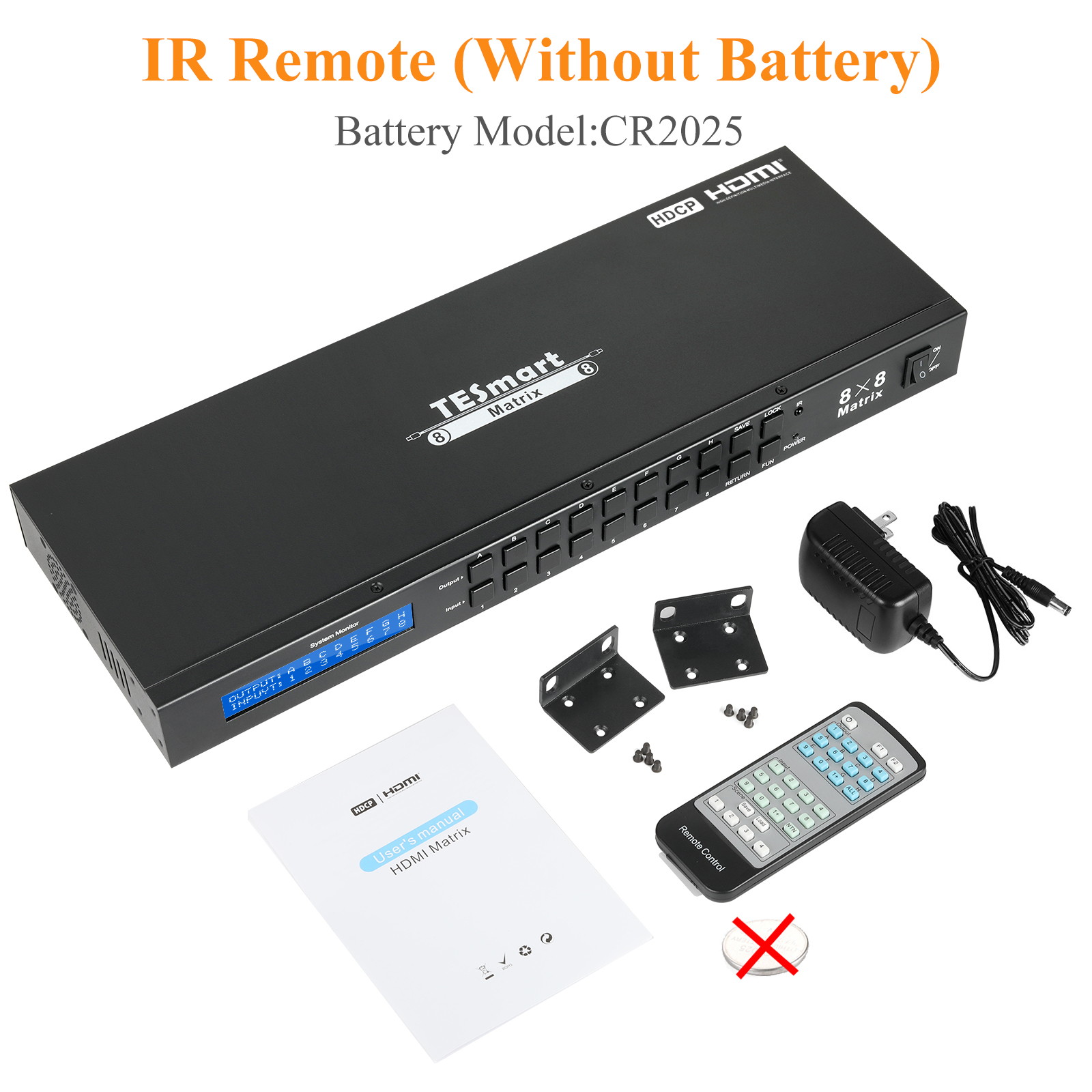 TESmart 8x8 Matrix Switcher Ultra HD 4K HDMI, Rack Mount, 4Kx2K@30HZ, 1080P@60Hz, 3D&Deep Color, LAN Port Control, HDMI 1.4