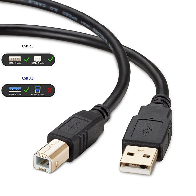 Printer Cable 15 Feet, USB Printer Cable Cord USB 2.0 Cable Type A Male to B Male Printer Scanner USB Cable Compatible with HP, Canon,Epson,Lexmark,Dell,Xerox, Samsung Etc