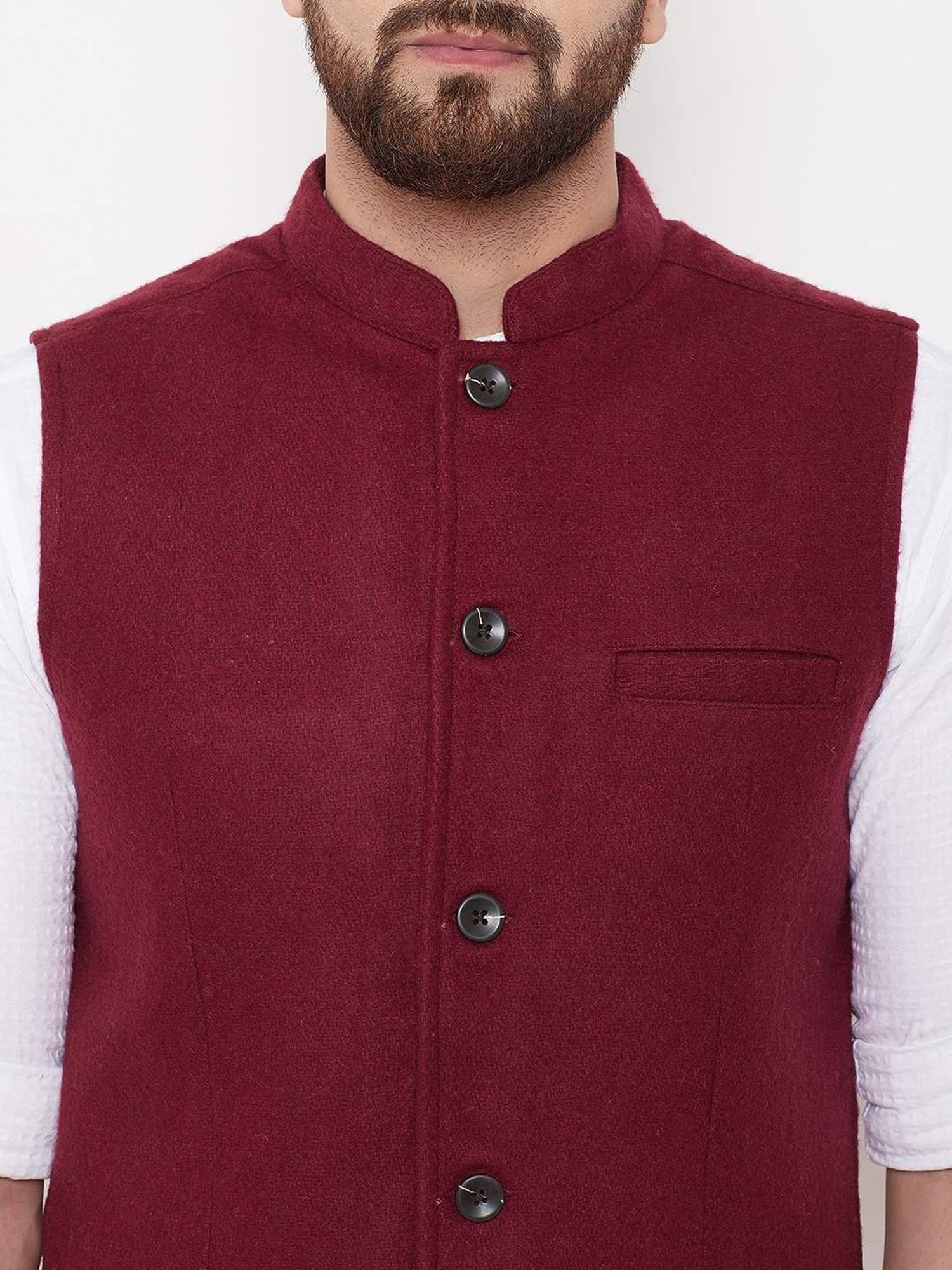 Even Maroon Regular Fit Nehru Jacket