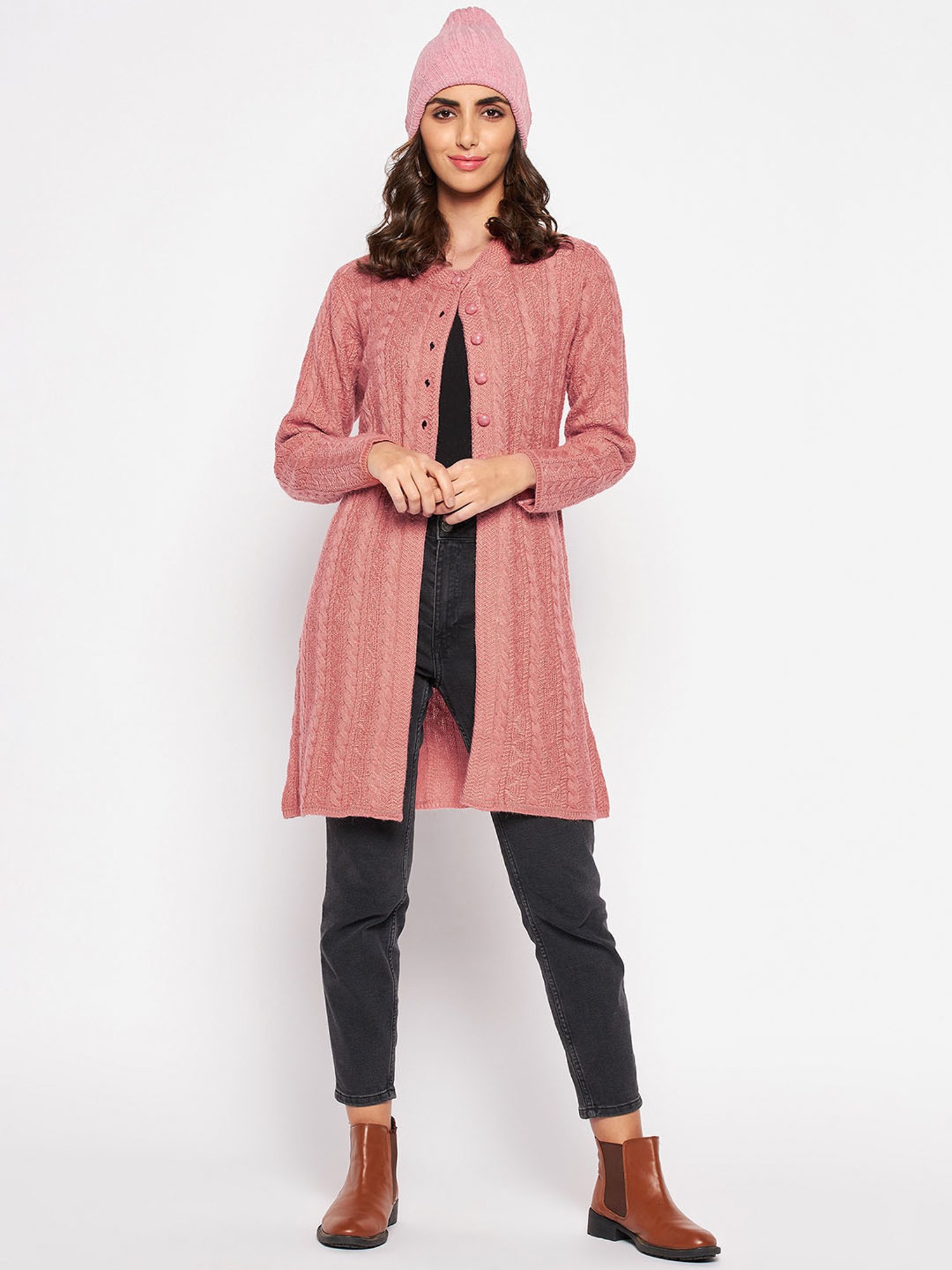 Crozo By Cantabil Peach Cardigans