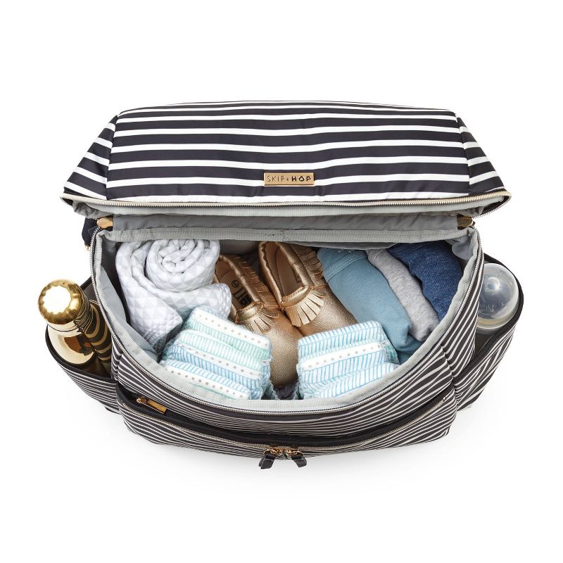 Skip Hop Flatiron Black and White Stripe Diaper Bag Backpack