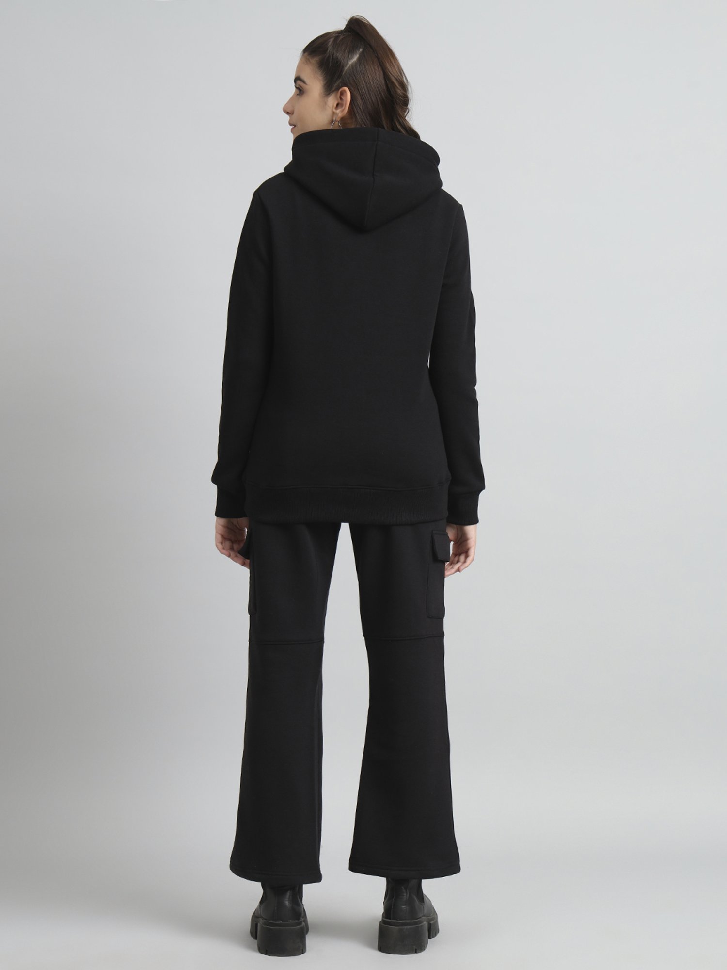 GRIFFEL Black Printed Sweatshirt Track Pants Set