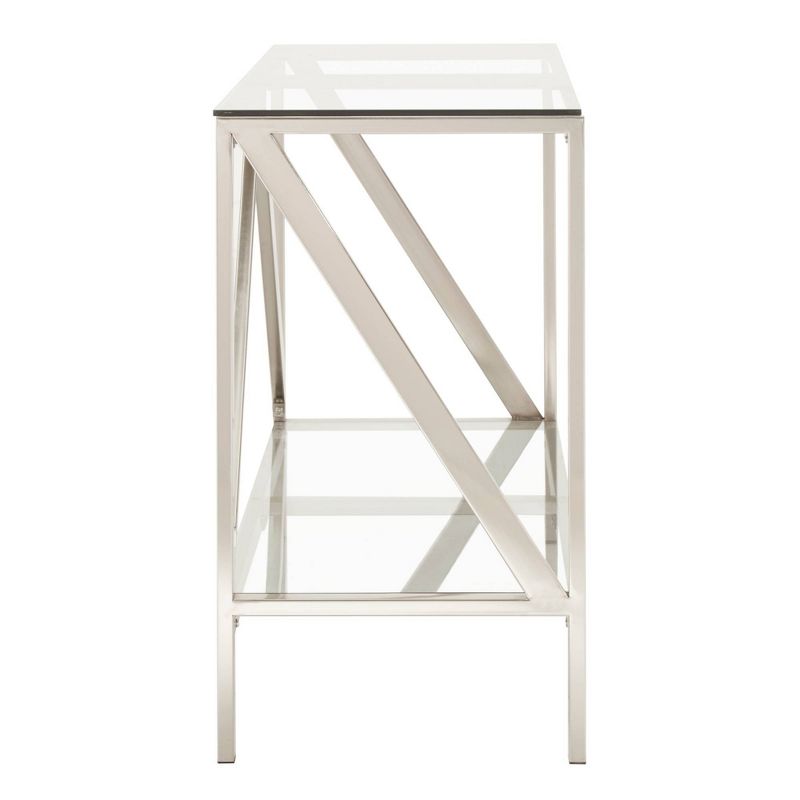 56" Severin Glass Top Brushed Nickel TV Stand Silver - Inspire Q