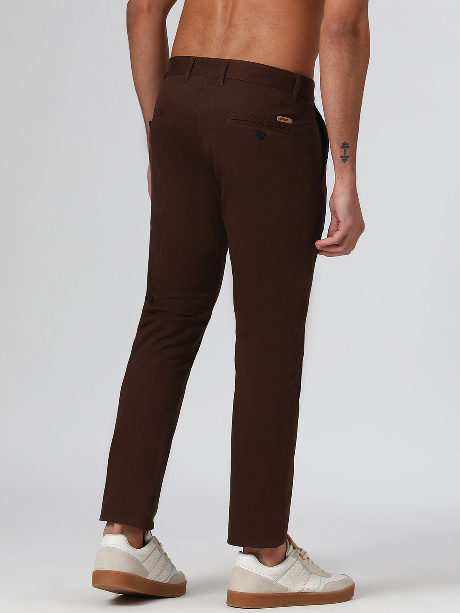 SUBTRACT Chocolate Brown Slim Fit Chinos