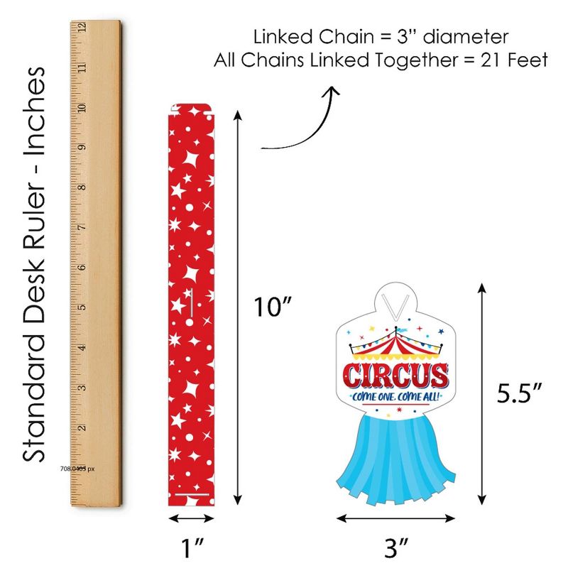 Big Dot of Happiness Carnival - Step Right Up Circus - 90 Chain Links & 30 Paper Tassels Decor Kit - Carnival Party Paper Chains Garland - 21 feet