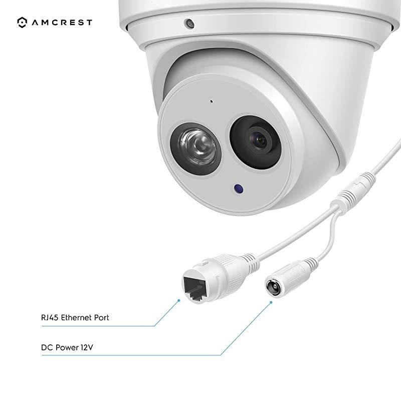 UltraHD 4K 8MP Outdoor Security IP Turret PoE Camera 3840x2160 164ft NightVision 28mm Lens IP67 Weatherproof MicroSD Recording 128GB White IP8MT2499EW