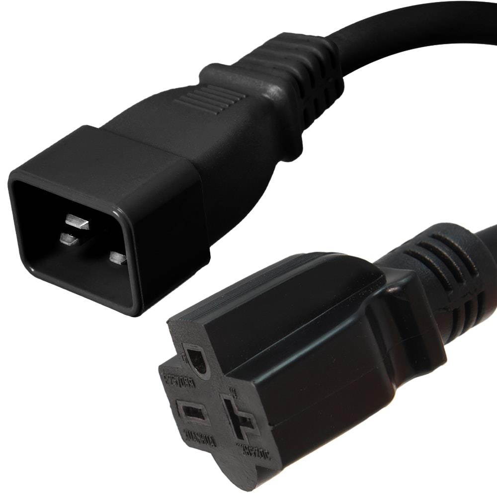 Ironbox C20 to 6-20R Power Cord - Black -  1 Foot - 16A/250V - 14/3 SJT - IBX-7779-01