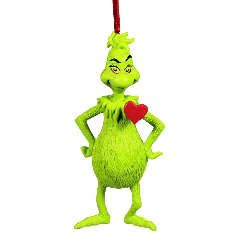 Holiday Ornament 4.5" Grinch With Heart Ornament Dr Seuss  -  Tree Ornaments