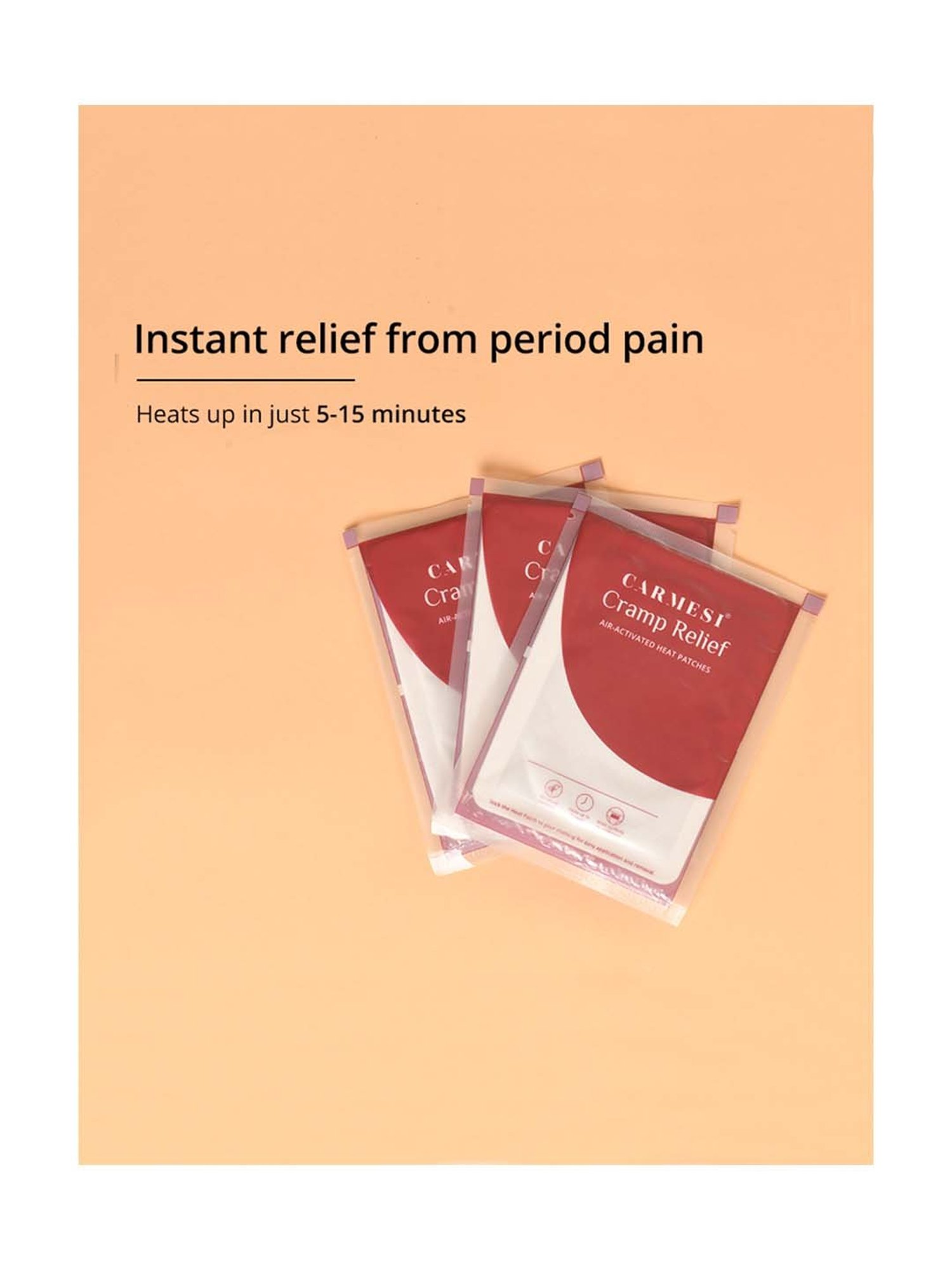 CARMESI Cramp-Relief Patches for Period Pain - Pack of 3