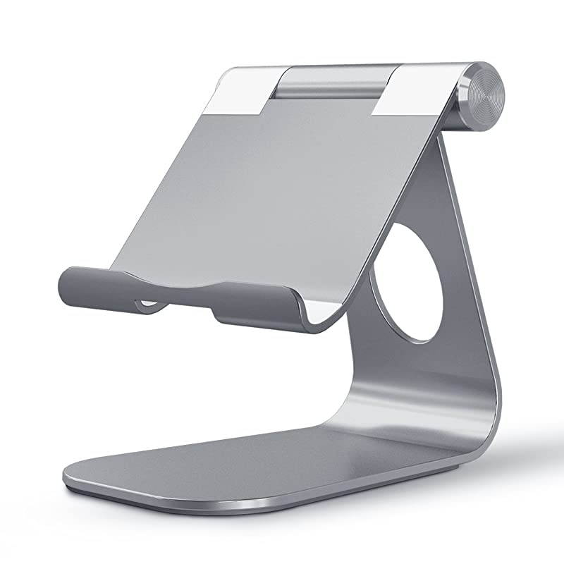 Adjustable Tablet Stand Compatible with iPad Tablets Up to 129 inch and All Cell Phones Stable Sticky Base Grey