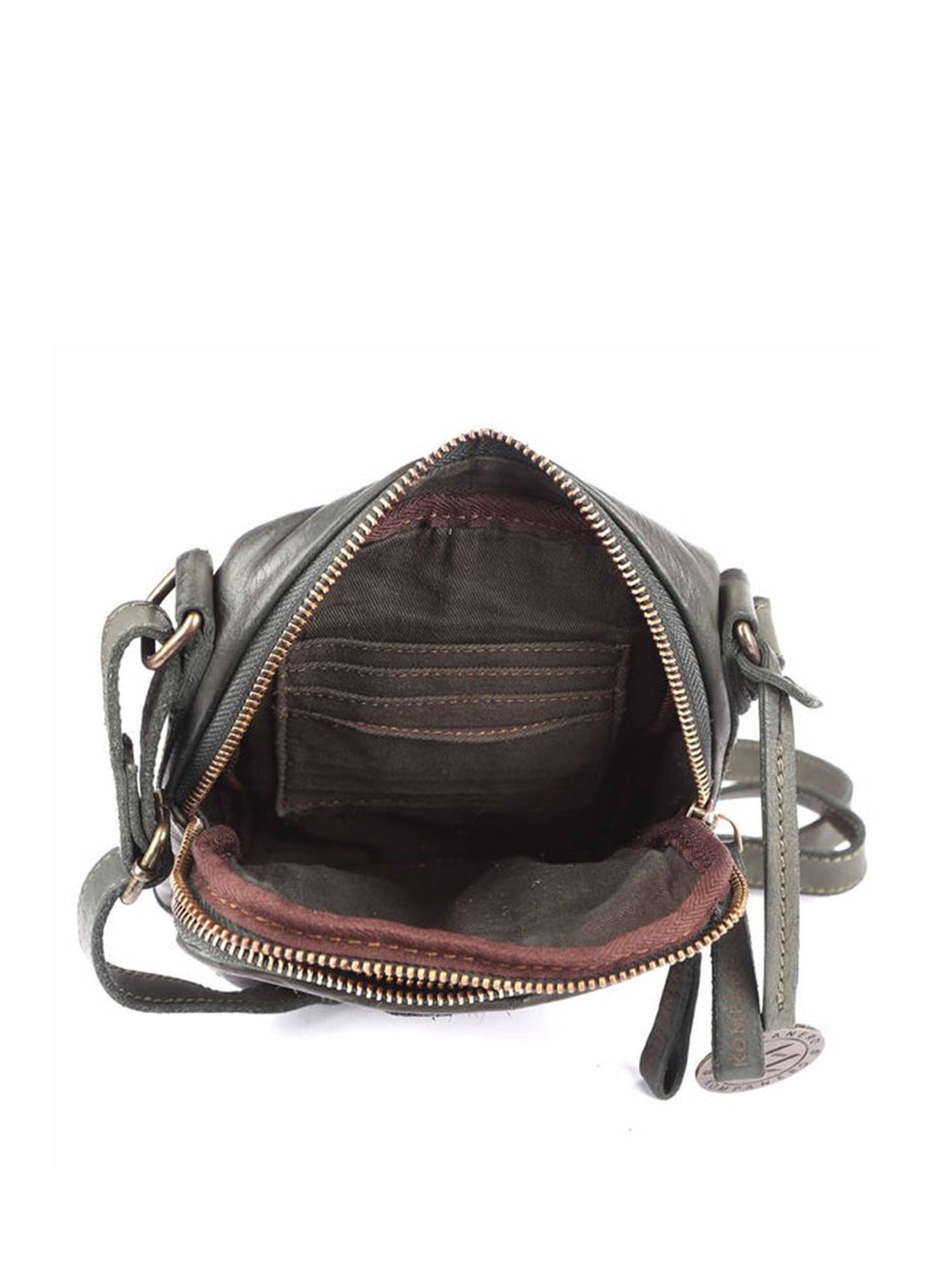 KOMPANERO Marquis Green Leather Textured Cross Body Bag