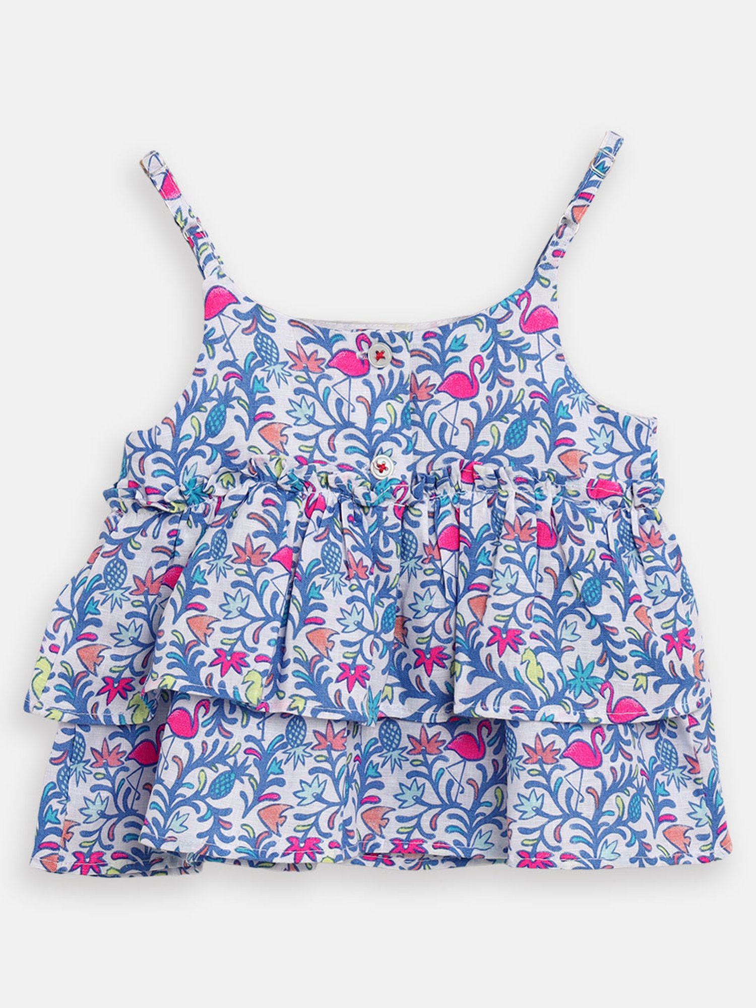 Nauti Nati Kids White & Pink Printed Top with Shorts