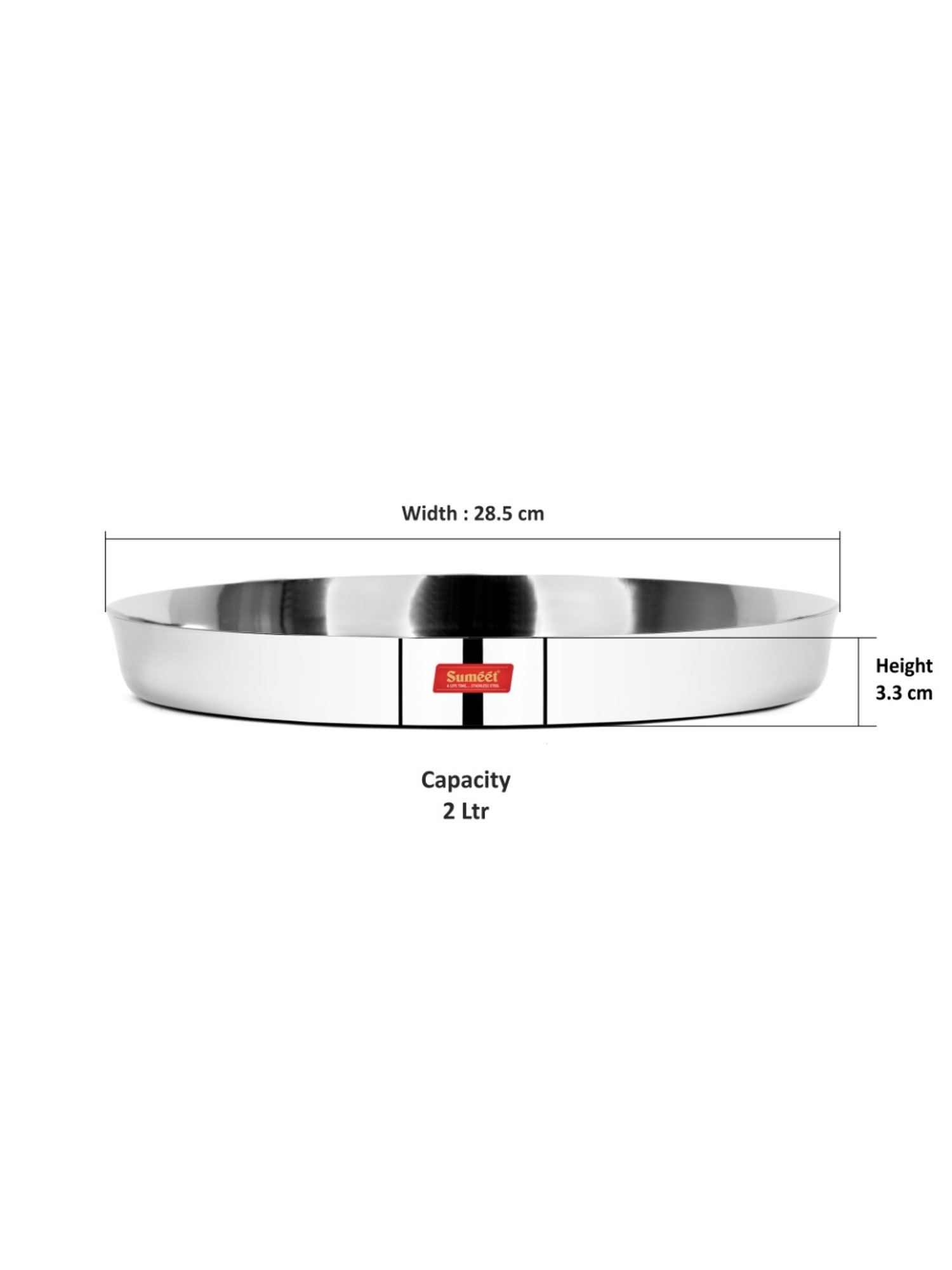 Sumeet 22 Gauge Stainless Steel Traditional Dinner Plate / Thali  28.5Cm (2Ltr) - set of 6pc