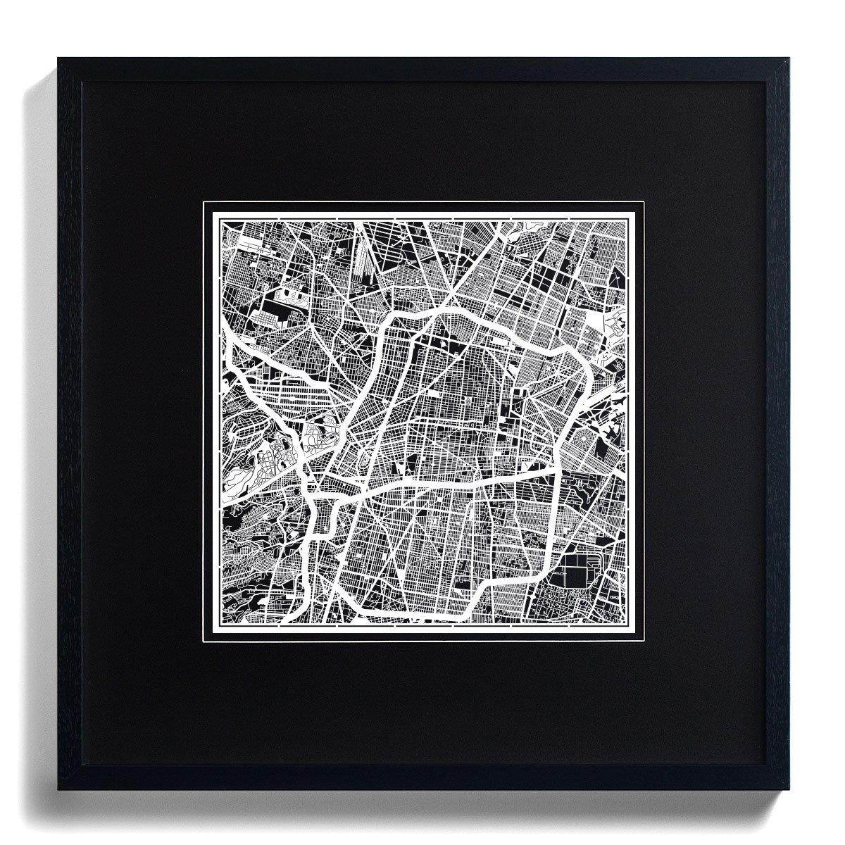 Mexico City Paper Cut Map by O3 Design Studio White 12x12 inches Paper Art