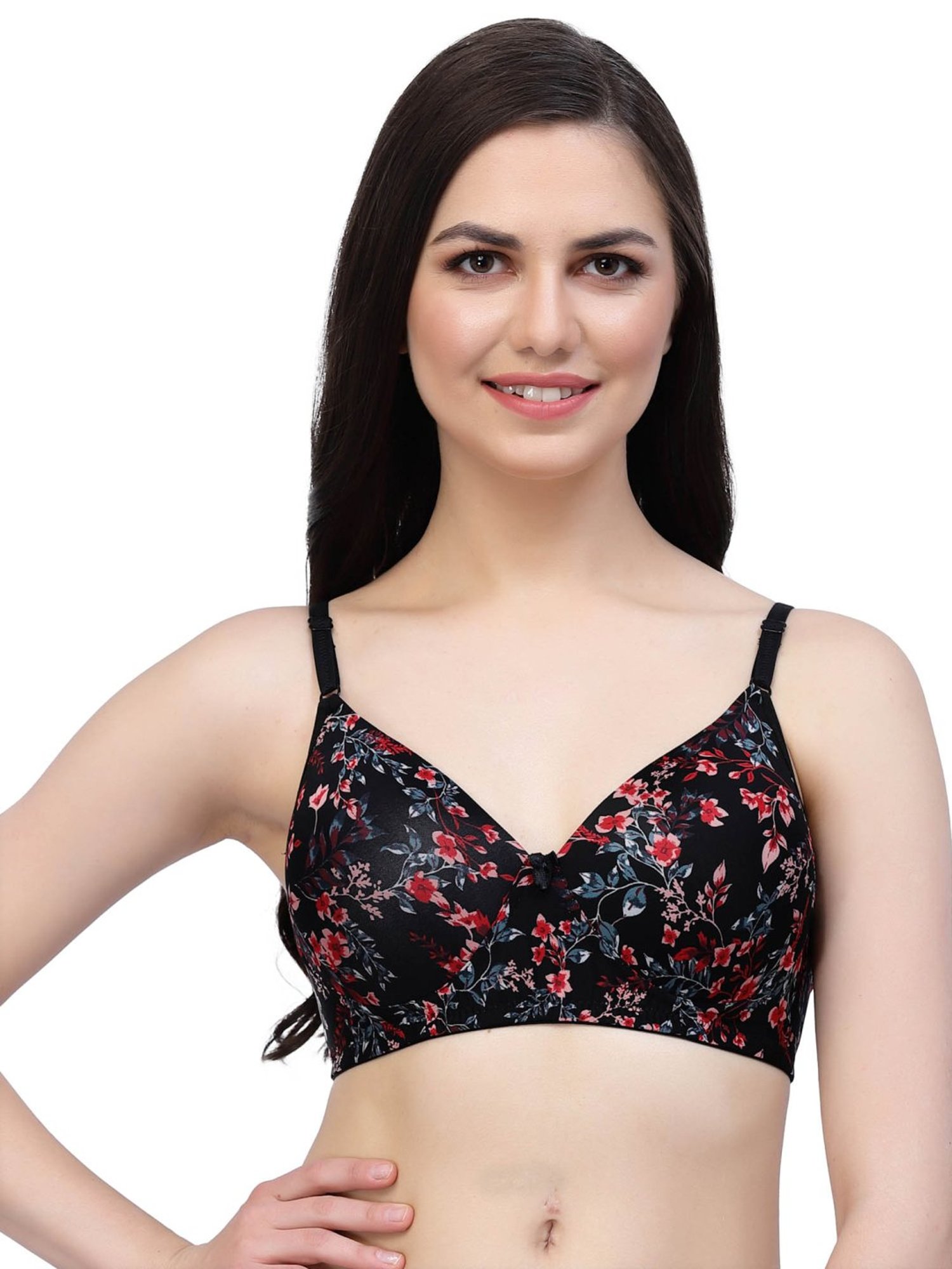Cukoo Black Floral Print Padded Everyday Bra