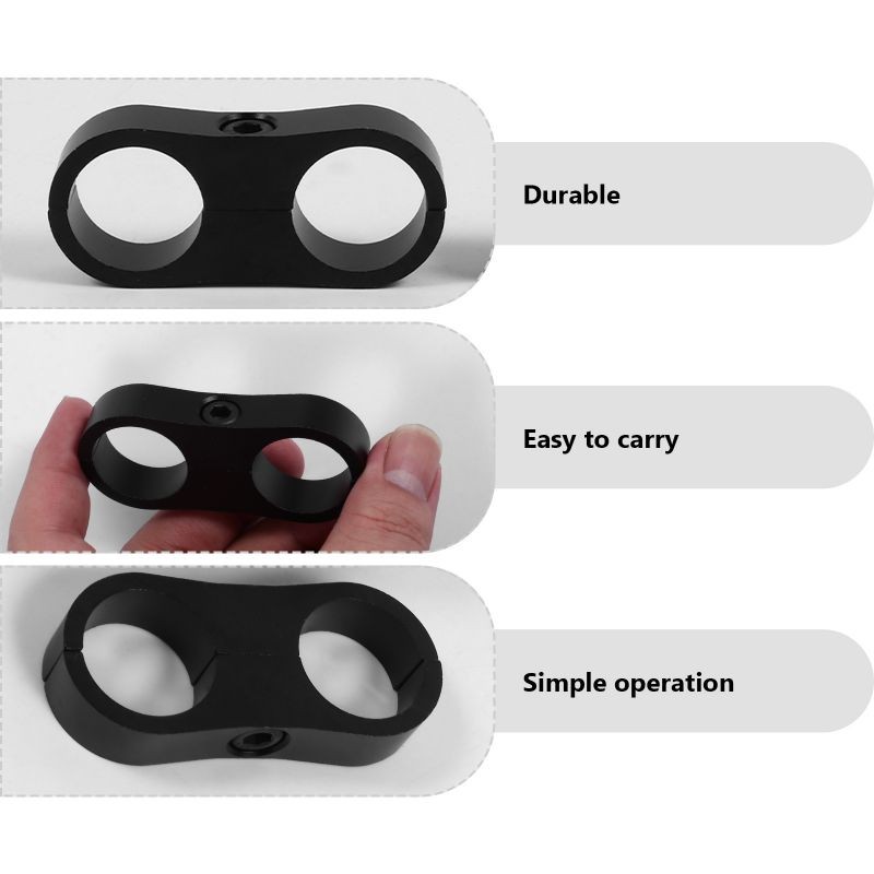 2pcs Aluminum Hose Line Separator Braided Pipe Tube Clamp for Fuel Line Oil Line