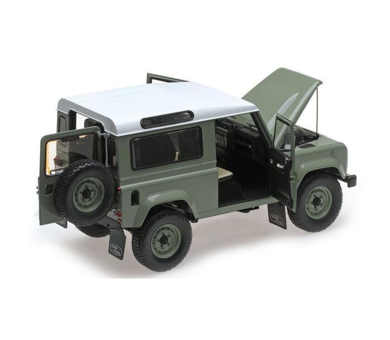2015 Land Rover Defender 90 Grasmere Green with White Top Heritage Edition 1/18 Diecast Model Car by Almost Real