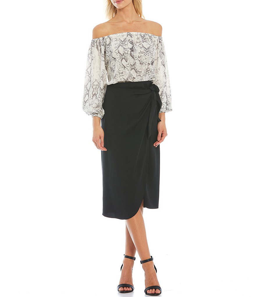 Gianni Bini High Rise Tulip Faux Wrap Stephanie Skirt