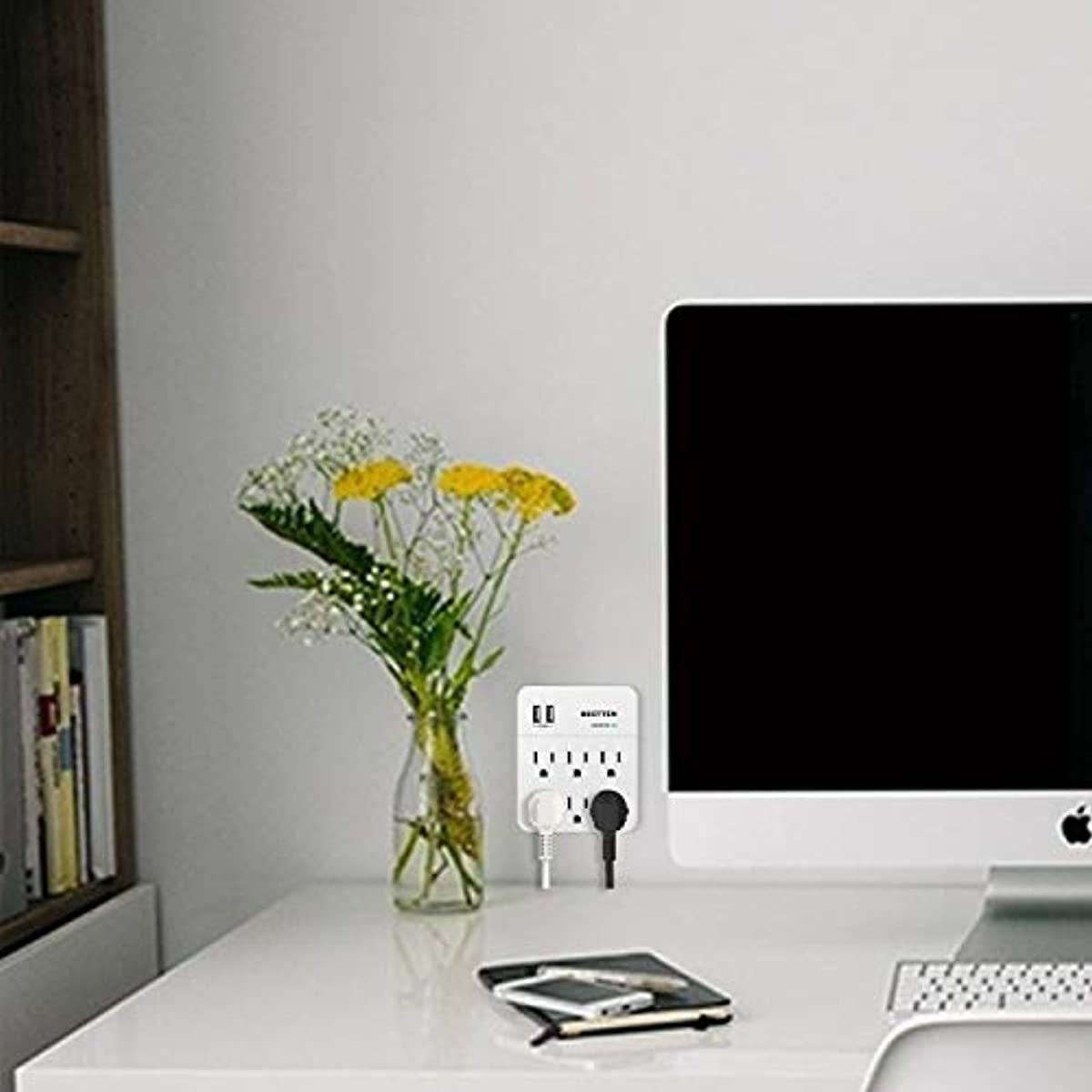 BESTTEN Wall Outlet Surge Protector with Dual USB Charging Ports (5V/2.4A) and 6 AC Outlets, 900 Joules, 15A/125V/1875W, ETL Listed, White