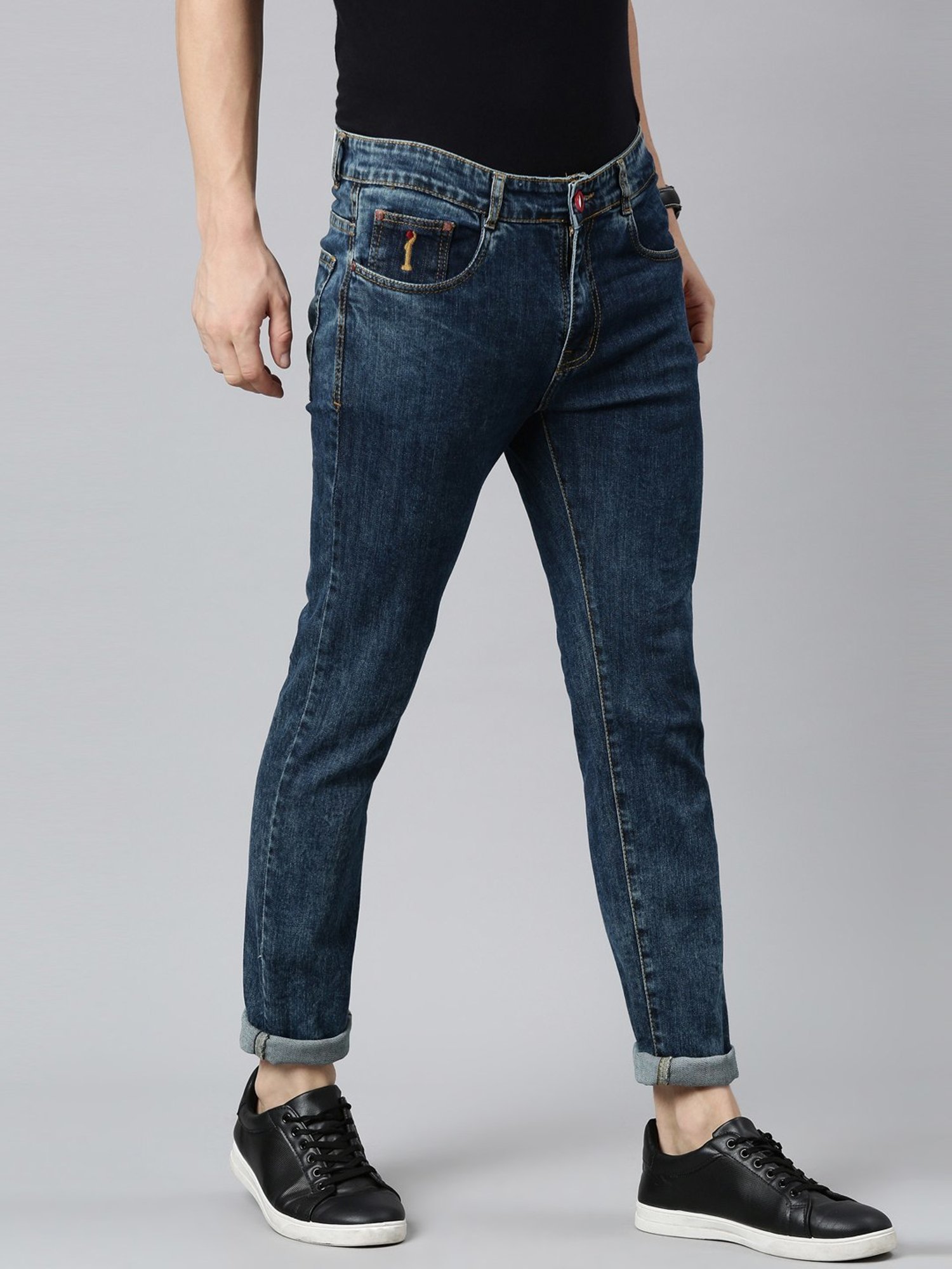 CINOCCI Cool Blue Cotton Slim Fit Jeans