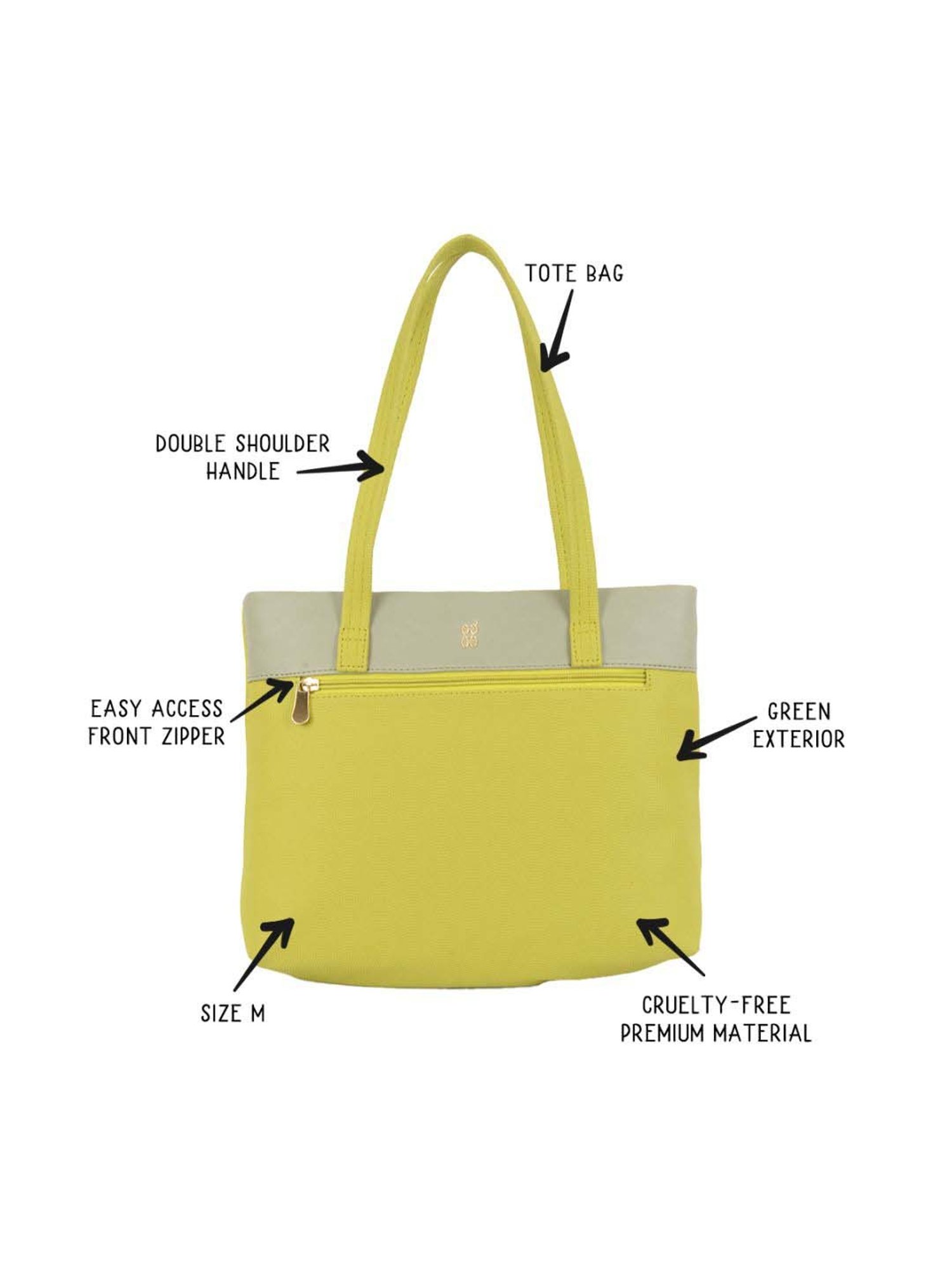 Baggit Lime Green PVC Solid Tote Handbag