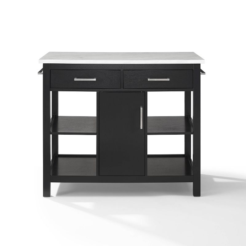 Audrey Faux Marble Top Kitchen Island Black - Crosley