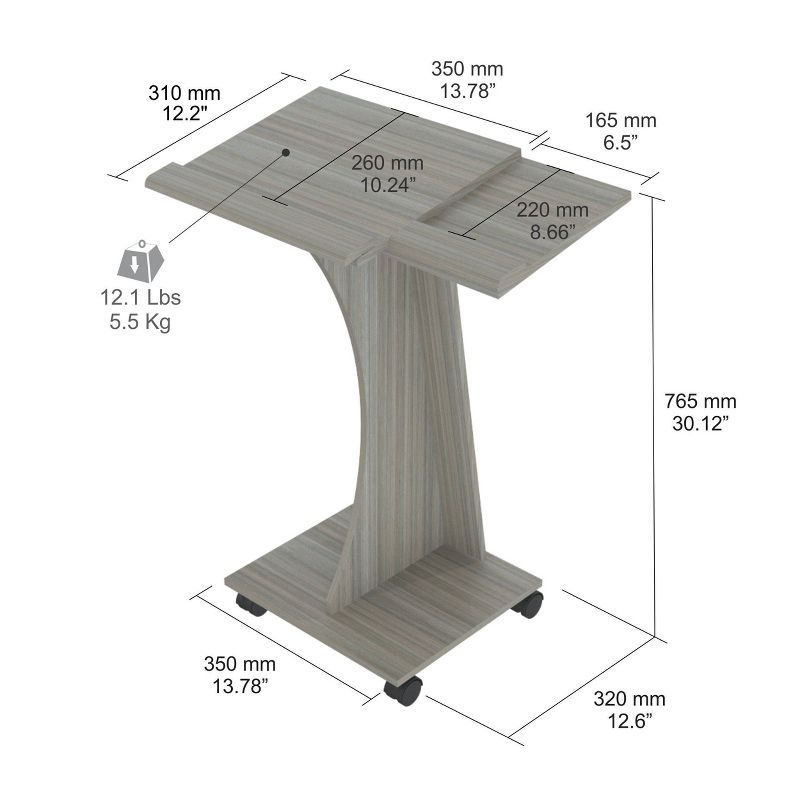 Rolling Laptop Cart Gray - Inval