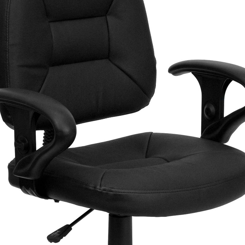 Emma and Oliver Mid-Back Black Leather Swivel Ergonomic Task Office Chair with Adjustable Arms