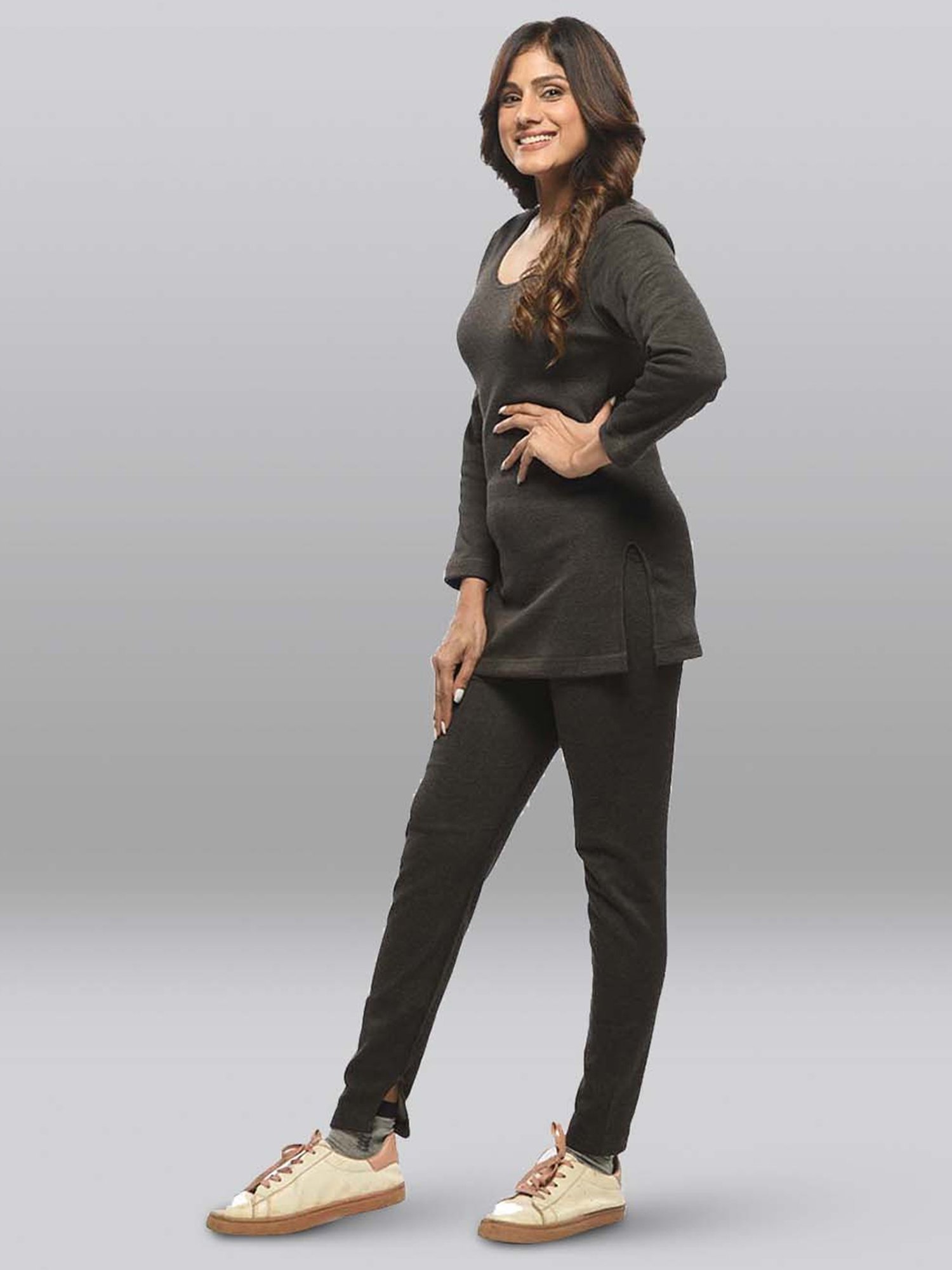 LUX Inferno Black Plain Long Top Leggings Set - Pack Of 2