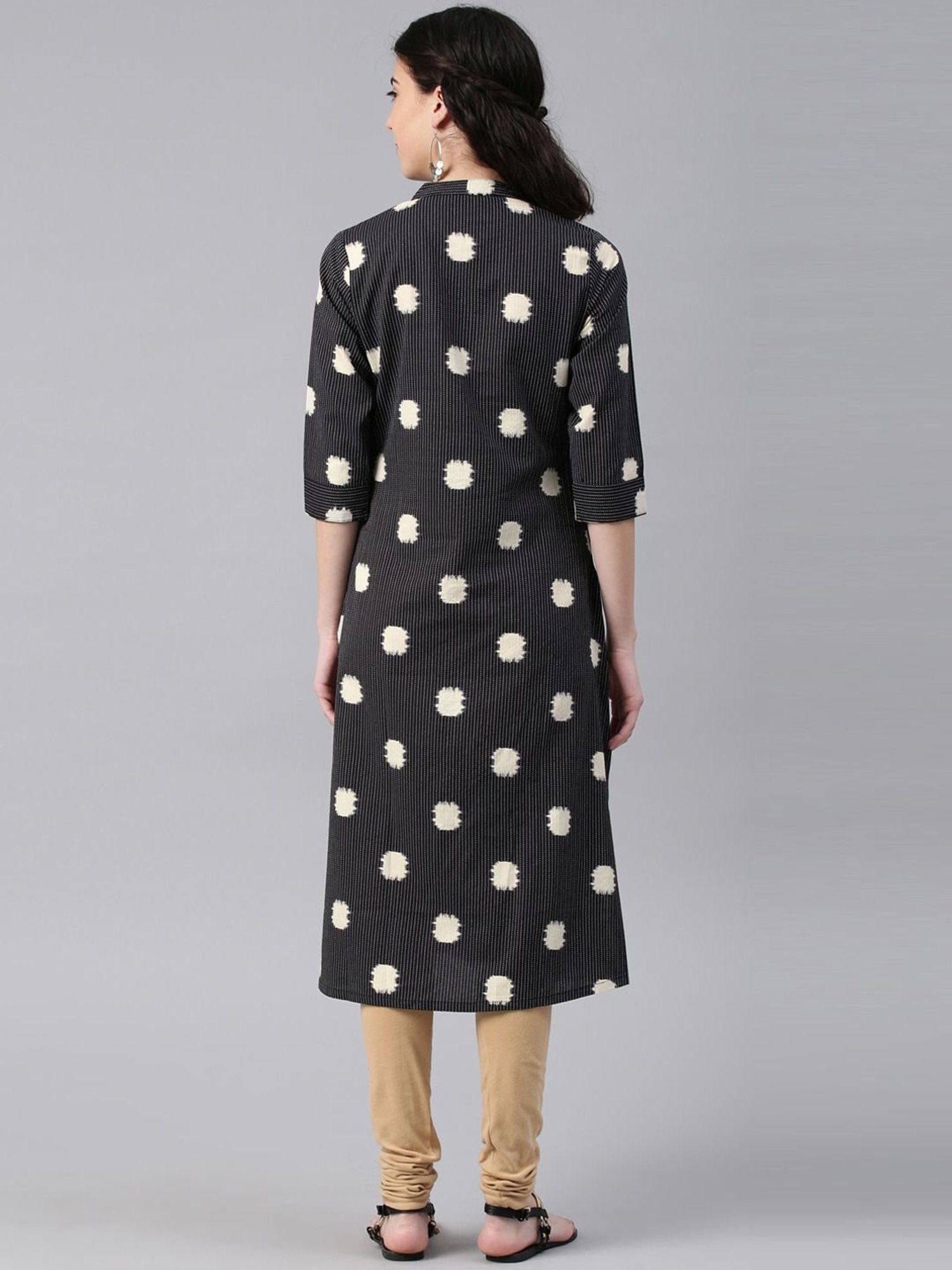 Alena Grey Cotton Printed Straight Kurta