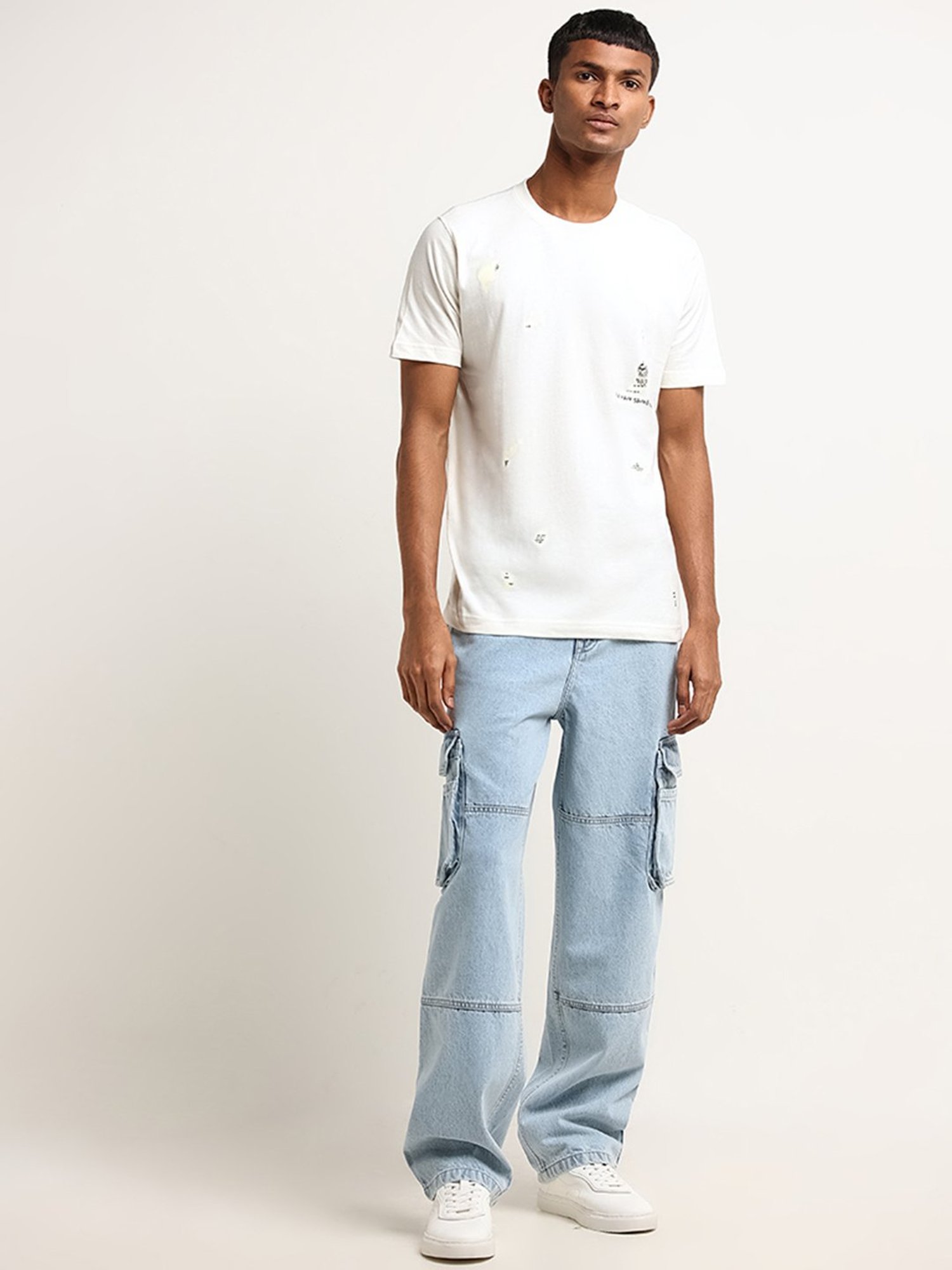 Nuon by Westside Off-White Slim-Fit Printed Cotton T-Shirt