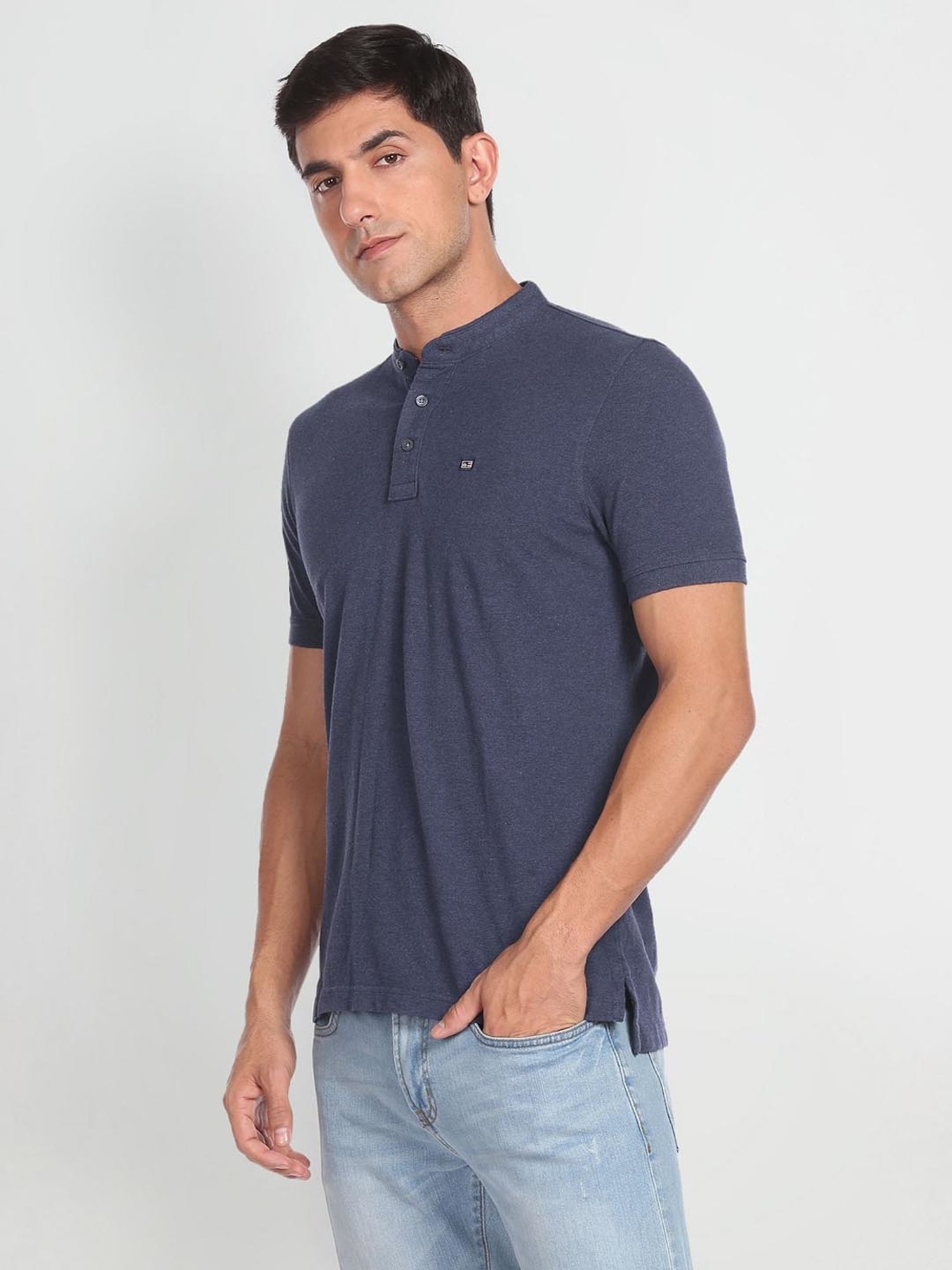 Arrow Sport Blue Cotton Regular Fit Polo T-Shirt