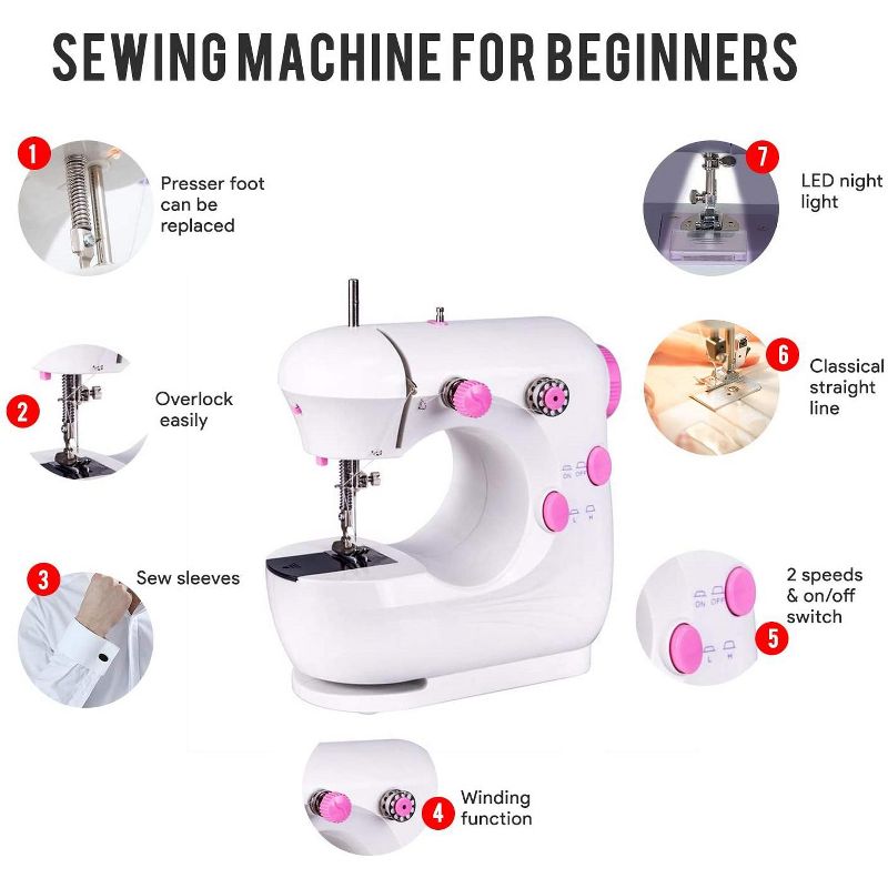 Dartwood Mini Portable Sewing Machine - Compact and Lightweight for Beginners and Kids