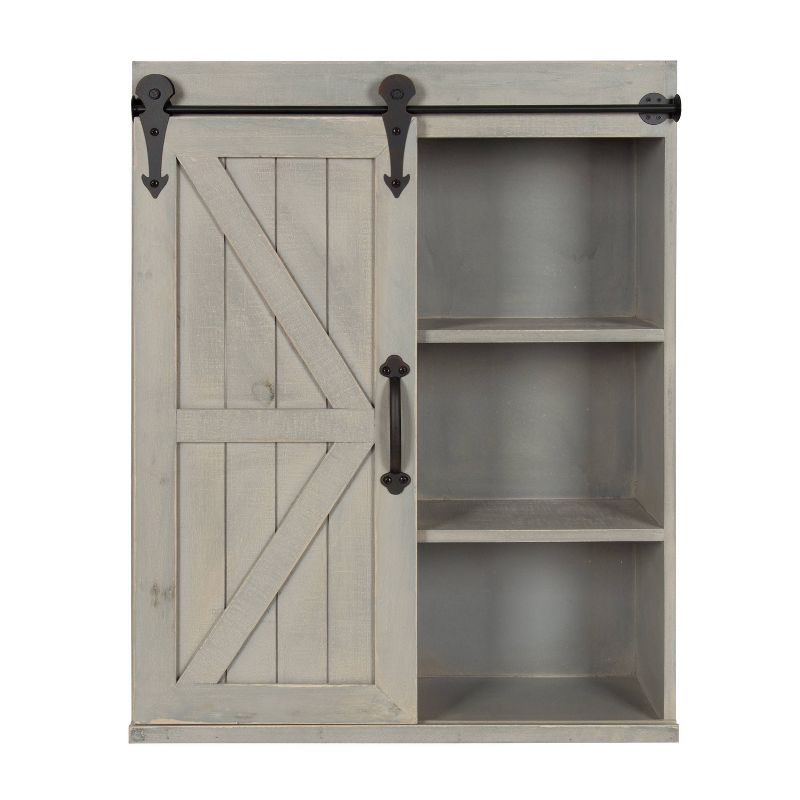 Decorative Wood Wall Storage Cabinet with Sliding Barn Door Rustic Gray - Kate & Laurel All Things Decor