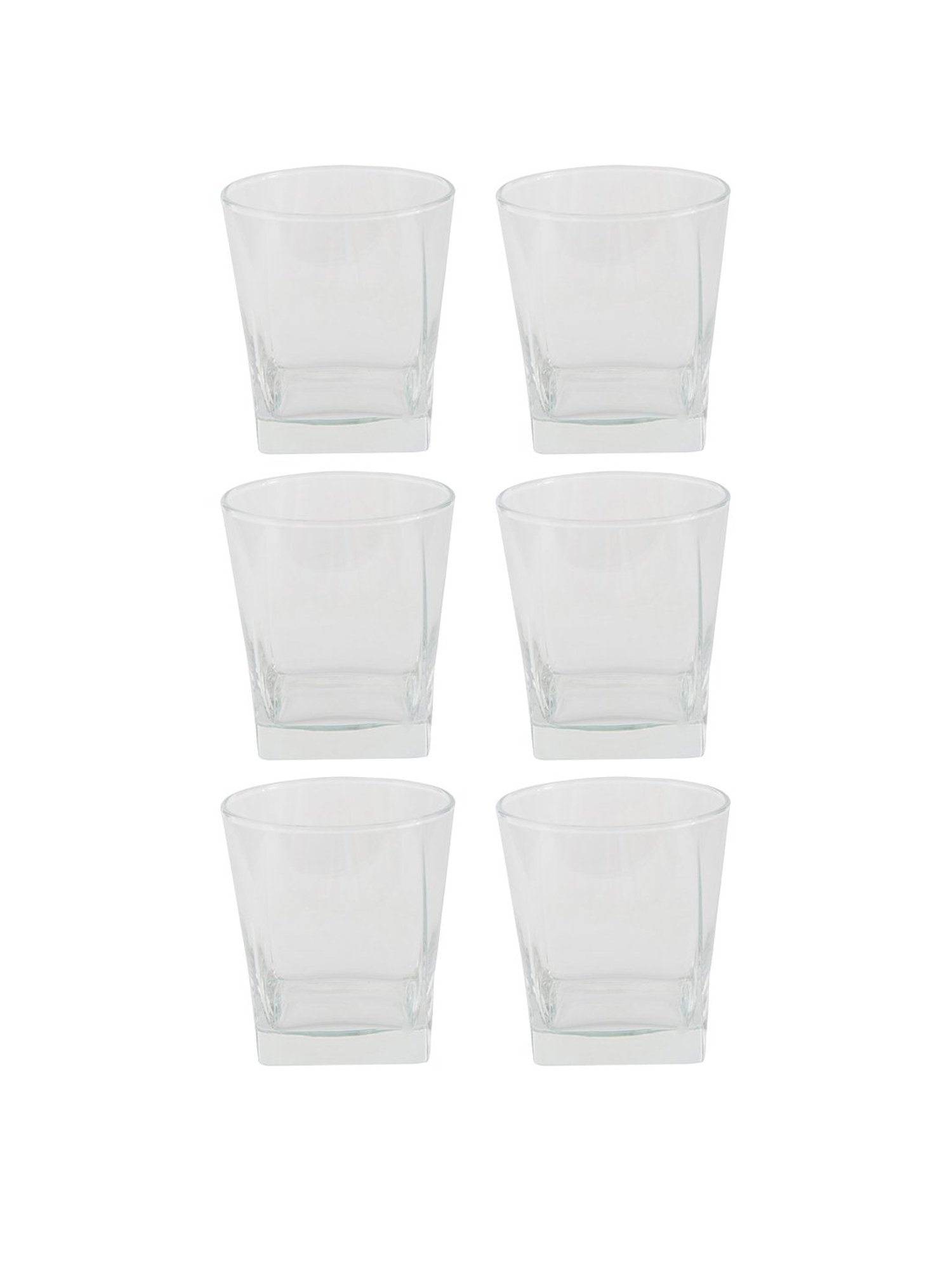 Pasabahce Transparent Glass Carre Whiskey Glasses - Set of 6 (310ml)