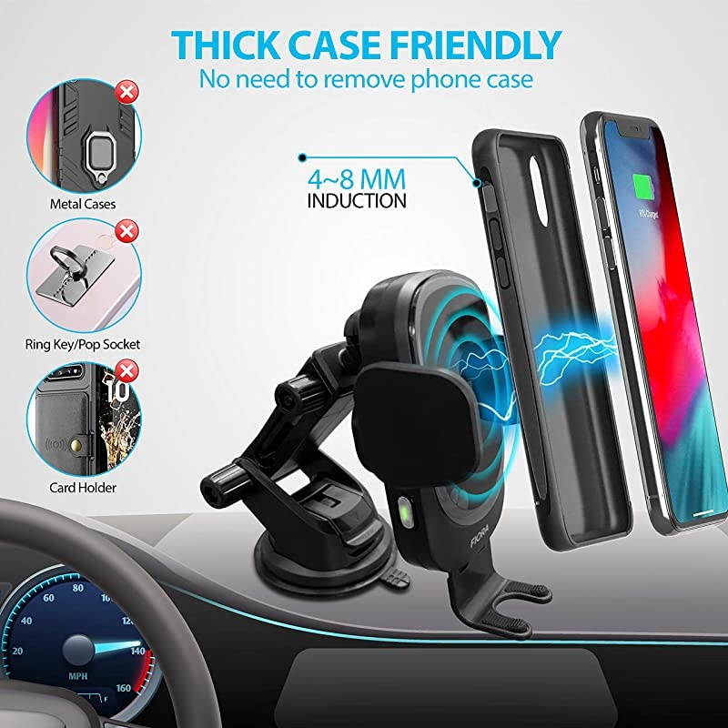 Ultimate Wireless Car Charger by  15W Qi Wireless Fast Charge QC 30 Adapter Automatic Clamping Phone Mount Holder Compatible iPhone 11 Pro11XSXRX88 Plus Samsung Galaxy Note 9S10S9S8