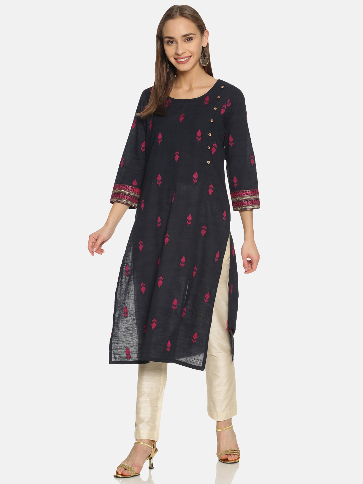 Saffron Threads Off-White Regular Fit Pants