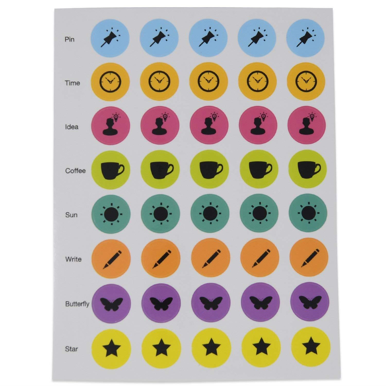 90X Goal Planner - Sticker Pack w/Motivational Words, Daily Activity Reminders, and Good Habit Creating Actions - 5 Pack (200+ Stickers)