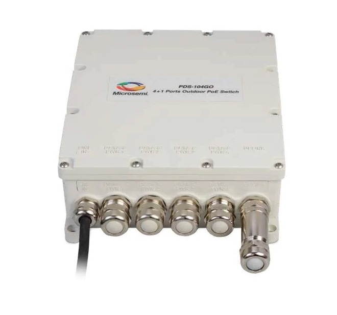 Microchip 4 + 1 Outdoor Switch 60W Per Port Managed PoE AC Input PDS104GOACMCC