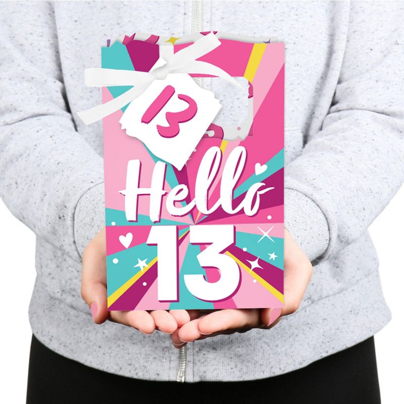 Big Dot of Happiness Girl 13th Birthday - Official Teenager Birthday Party Favor Boxes - Set of 12