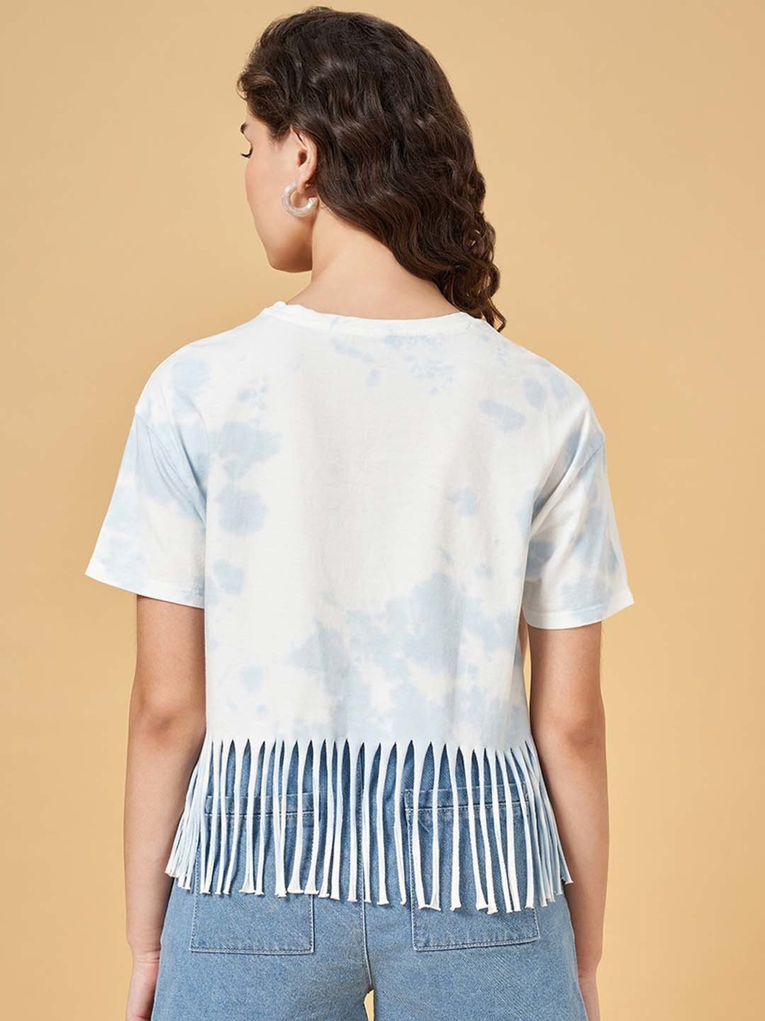 People by Pantaloons White Cotton Printed Top