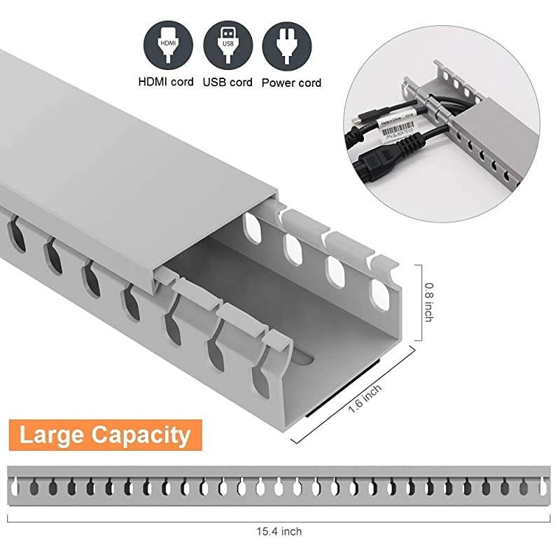 Raceway Kit 138 inch Open Slot Wiring Raceway Duct with Cover Management System to Hide Under DeskTVComputerPower Cords 154 X 16 X 08 InchLWH