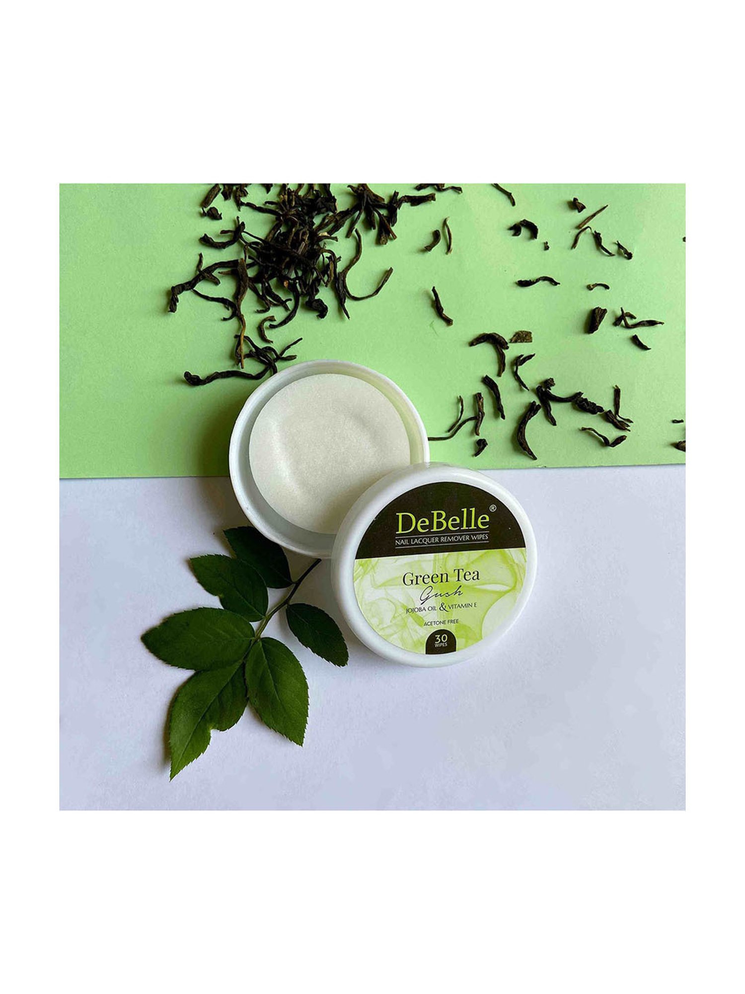 DeBelle Nail Lacquer Remover Wipes Green Tea Gush - Pack of 2