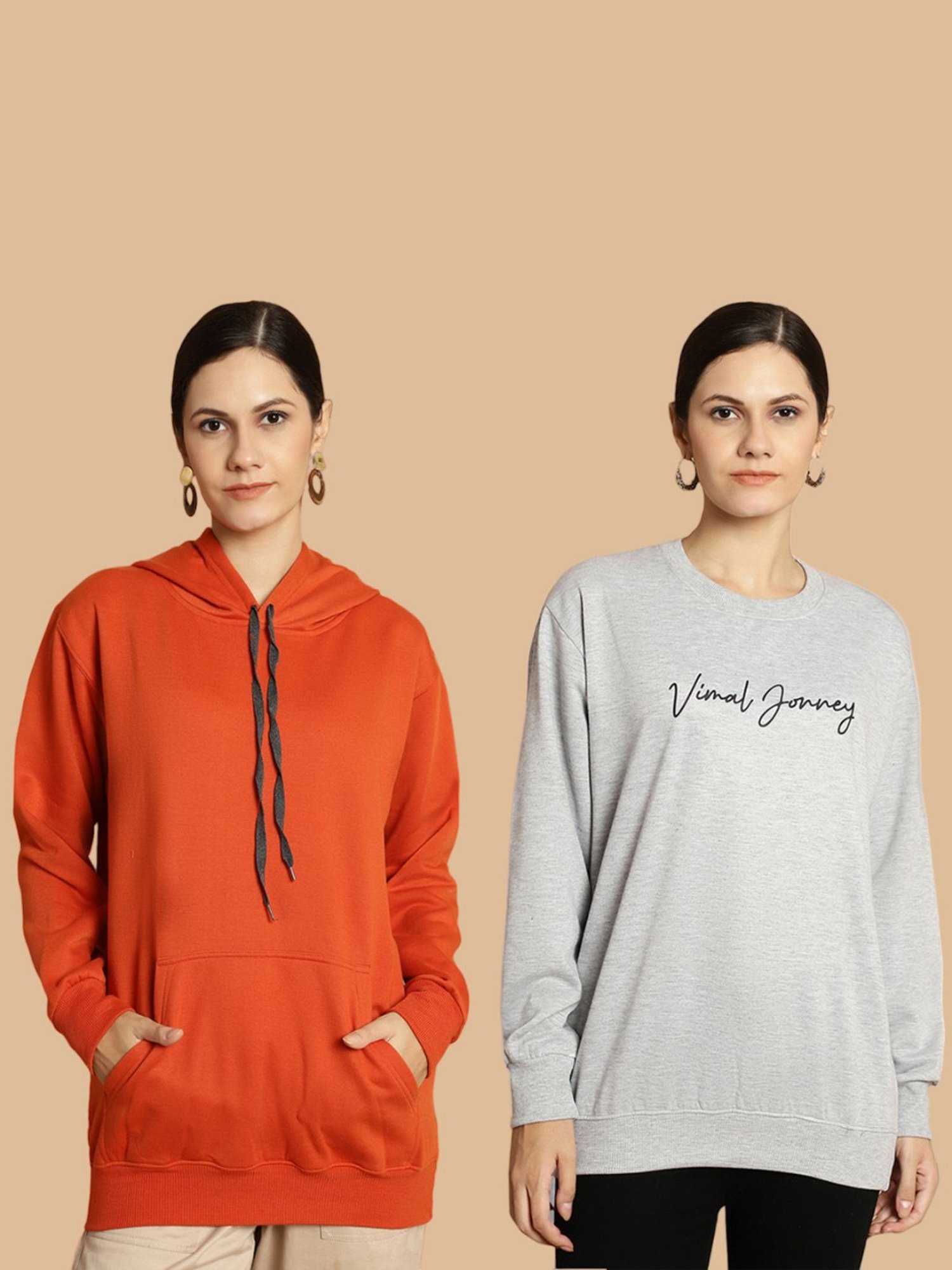 Vimal Jonney Rust & Grey Printed Sweatshirt - Pack Of 2