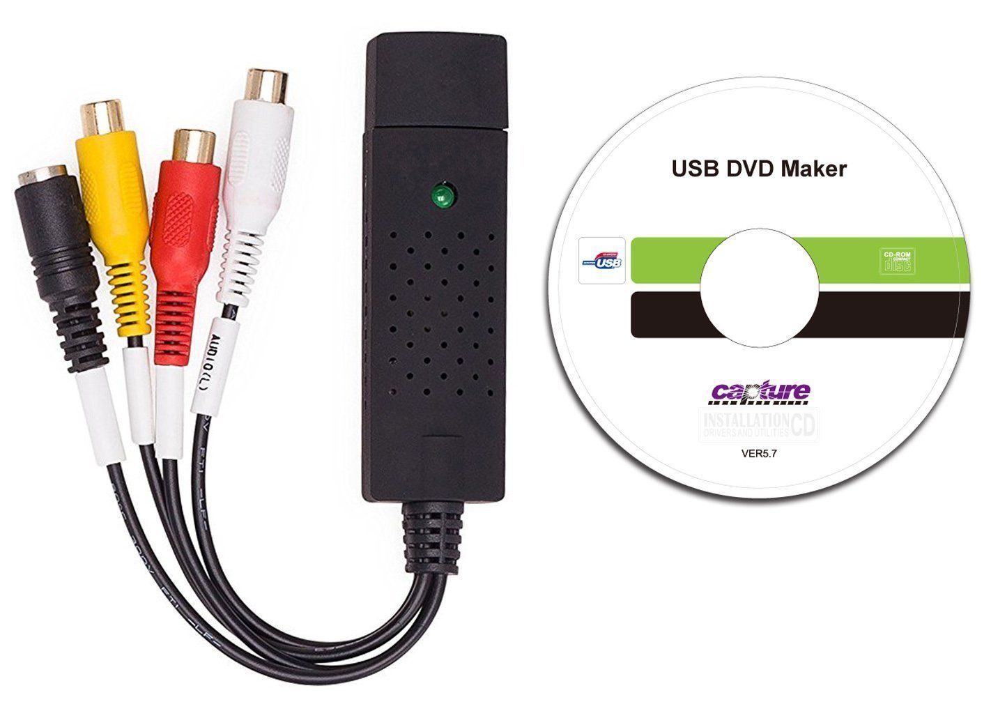 USB 2.0 Audio/Video Converter - Digitize and Edit Video from Any Analog Source Including VCR, VHS, DVD