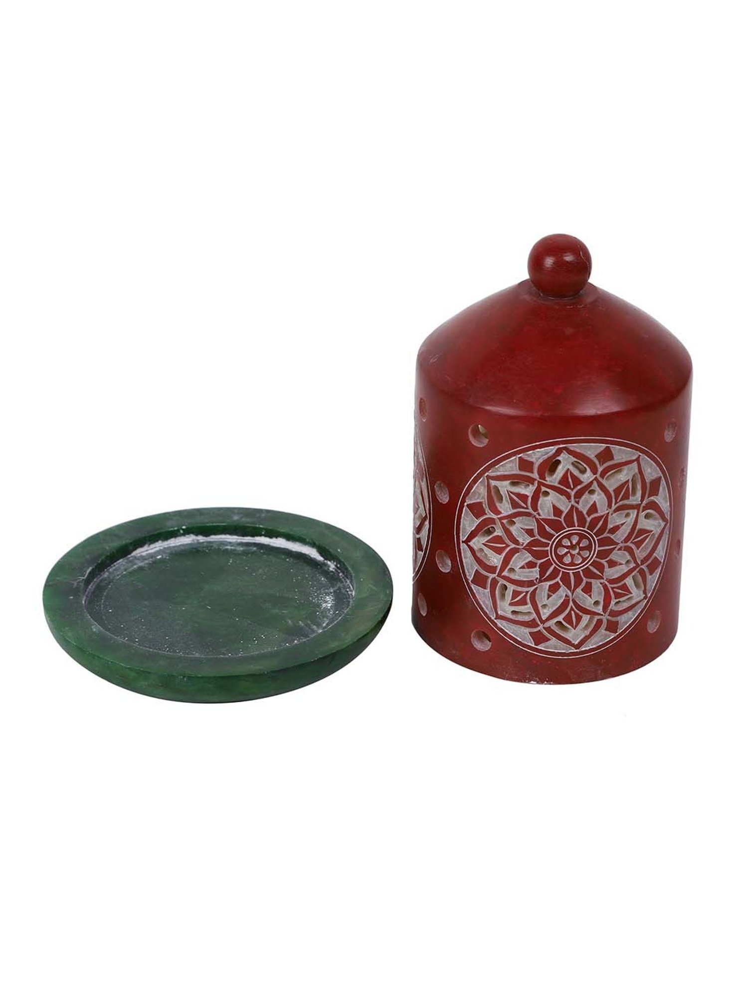 Aapno Rajasthan Red & Green Stone Bell Shaped Tealight Holder