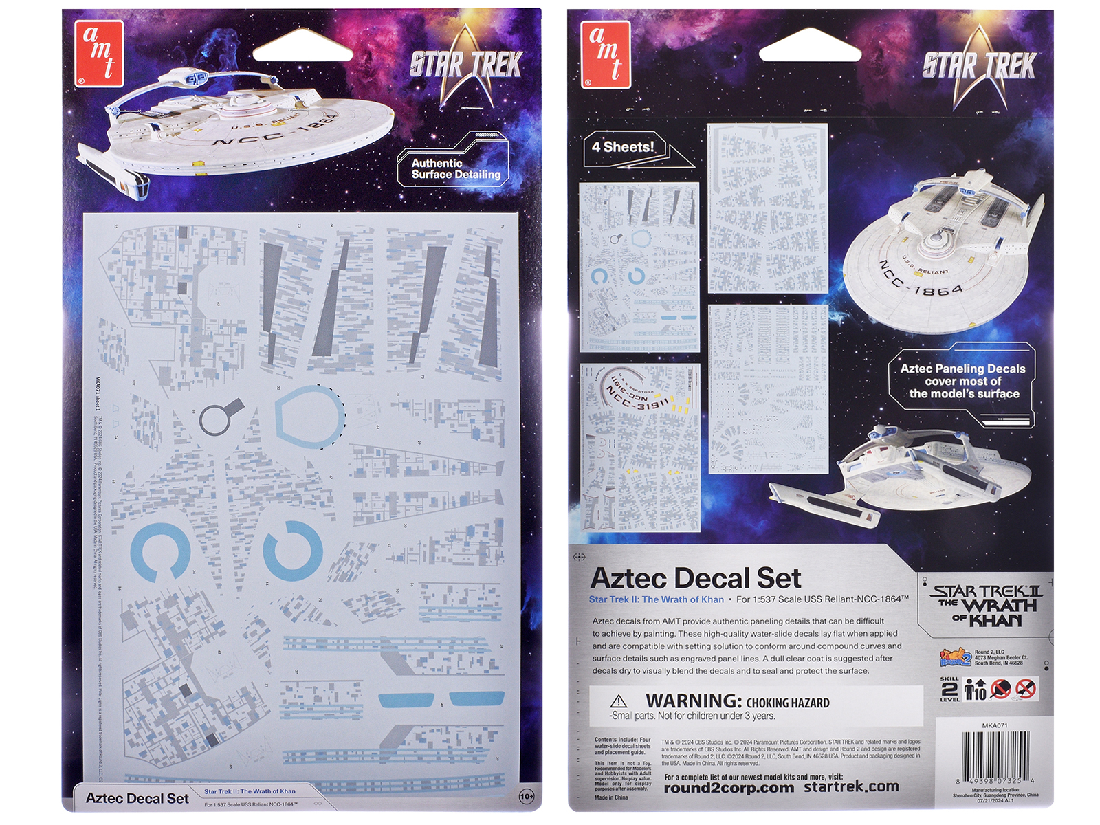 U.S.S. Reliant NCC-1864 Aztec Decal Set "Star Trek II: The Wrath of Khan" (1982) Movie 1/537 Scale Model by AMT