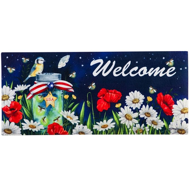 Home & Garden 10.0" Patriotic Fireflies Switch Mat Sassafras Americana Mason Jar Evergreen Enterprises Inc  -  Door Mat