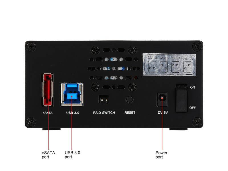 SANS DIGITAL TowerSTOR ST-SAN-TS22UT6G 2 Bay 2.5" SATA to USB 3.0 / eSATA RAID 0/1 Storage